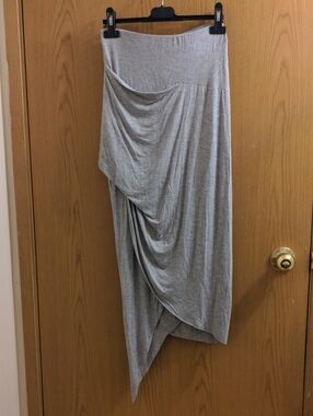 Mustard Seed Gray Asymmetrical Draped Maxi Skirt